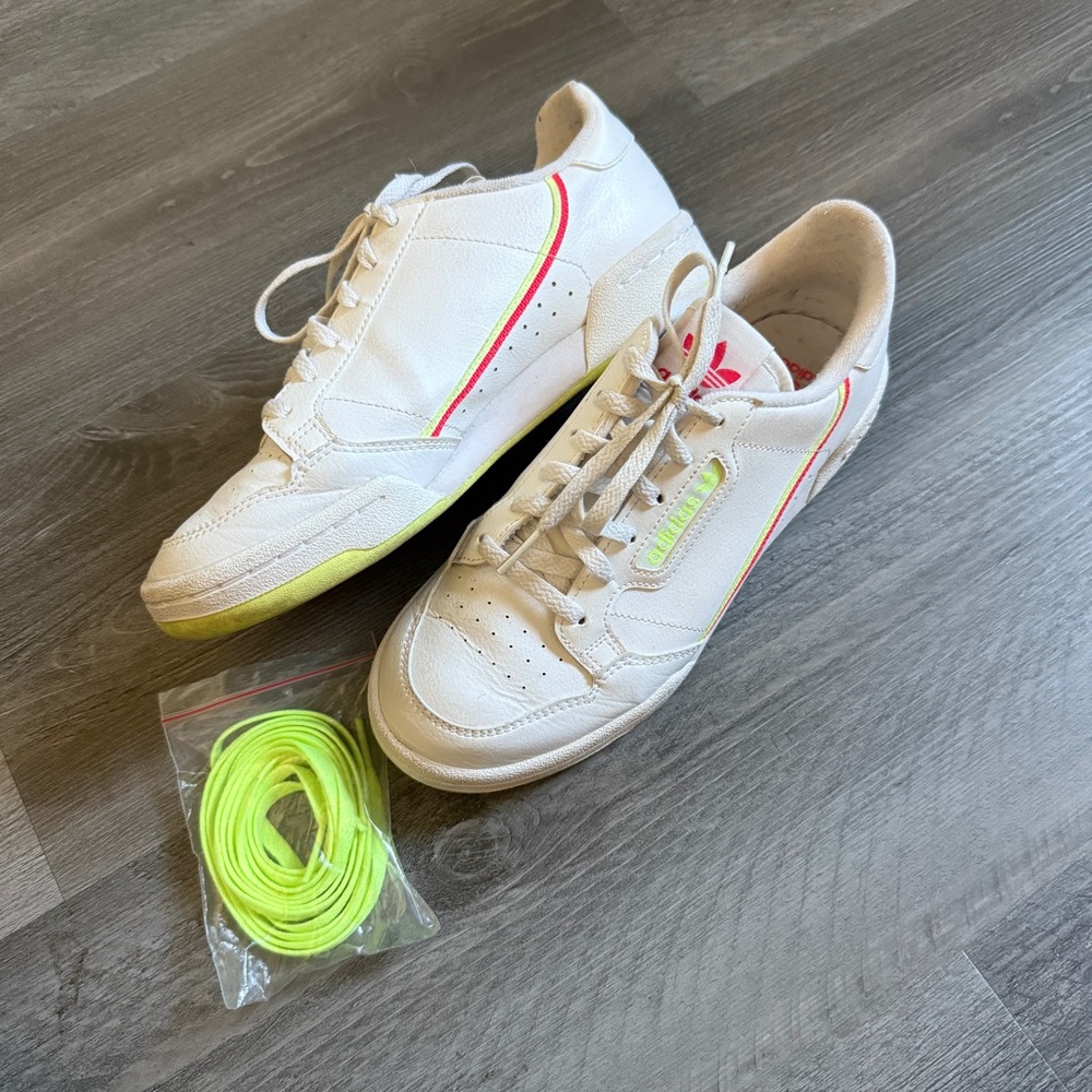 Adidas Kids Continental 80 Casual Sneakers White Neon Yellow